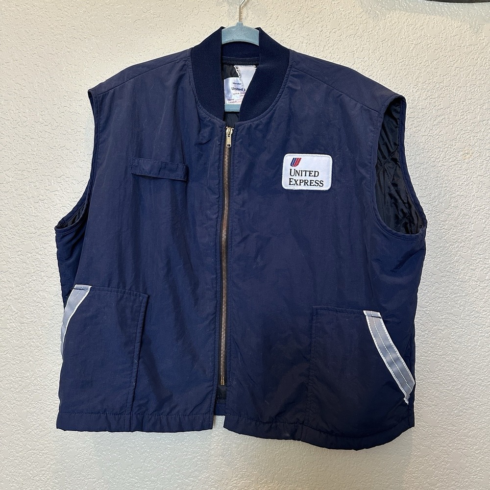 Vintage United Express Airlines Vest Crew Employee Staff Unitog USA Mens XL